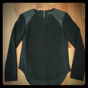 Rag & Bone Lamb Leather Shoulder Blouse Black EUCS